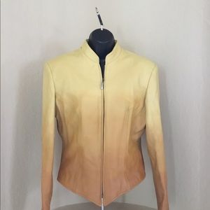 ombre leather jacket w/ hand painted design
